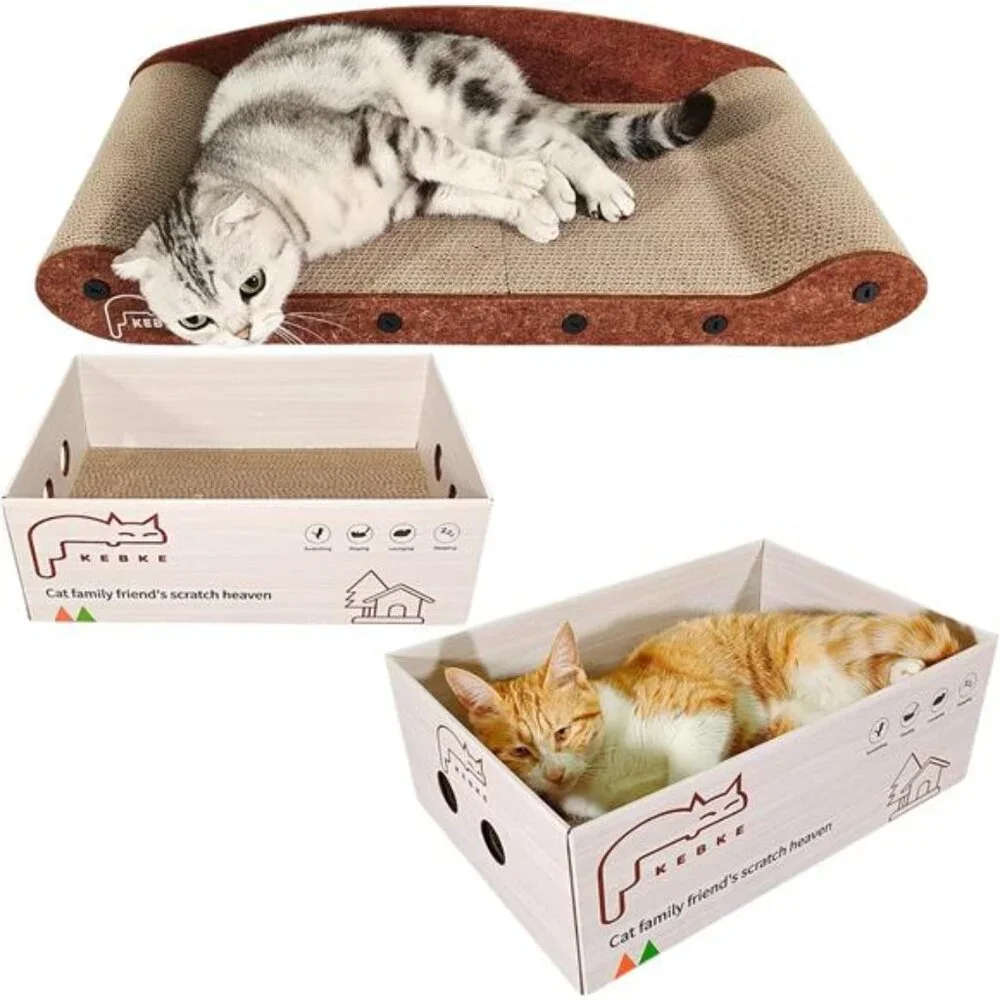 Cat Scratcher Set Sofa Bed Lounge Box Indoor Scratch Pad Furniture Protector